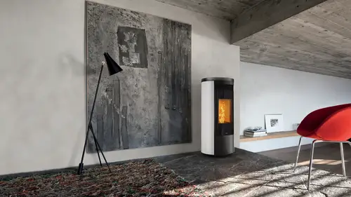 Termostufa a Pellet Nobis SHAPE ROUND – H14 / H17 | Design Arrotondato, Potenza Idro, Tecnologia Avanzata